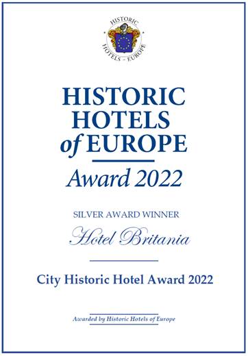 Hotel Britania awarded Silver Award Winner at the Historic Hotels of Europe Awards 2022